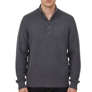 Alesbury Henley Waffle Knit Pullover Odyssey Grey Wool Blend Men's Medium NWT